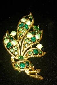 Lisner Brosche grün Vintage signiert - Bild 1 von 3
