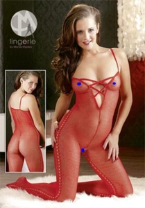 Tutina a rete trasparente donna sexy bodystocking intimo aperto fishnet catsuit - Foto 1 di 2
