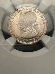 República 1/10 Balboa 1953 MS66 NGC República de Panamá Aniversario - Imagen 1 de 4