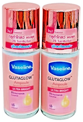 Vaseline Ultra Bright Gluta Glow Ampoule Serum Deodorant Roll on 48 hour 45ml *2 - Image 1 of 4