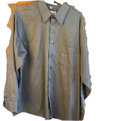 Geoffrey Beene Men's LS Sateen Gray Shirt, Size XL, Cotton Blend - Image 1 of 4