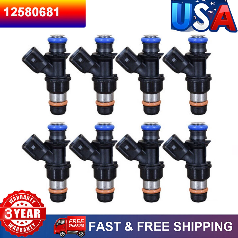 Set of 8 Fuel Injectors for Chevrolet Suburban 1500 5.3L V8 2007 2008 2009 Tahoe - Image 1 of 4