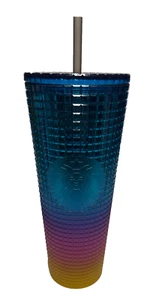 New Starbucks 2023 Tumbler Soft Pride Rainbow Ombre Grid Cup 24 Oz Tim Singleton - Picture 1 of 2