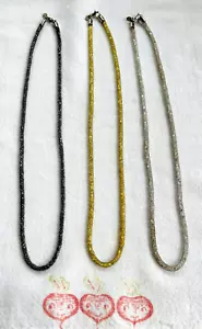 3 Milor Italy 925 Metallic 20" Gold Silver Black Trio Necklace Set Jewelry Gift - Picture 1 of 8
