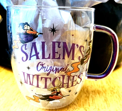 Disney Hocus Pocus Glass Mug Glitter Filled Handle 14oz Salem's Original Witches - Image 1 of 4