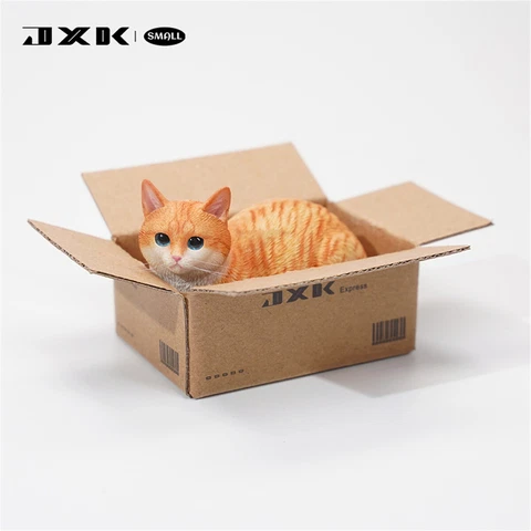 JXK Small The Cat In The Delivery Box 2.0 Model Animal Funny Scene Accessory Toy Cover