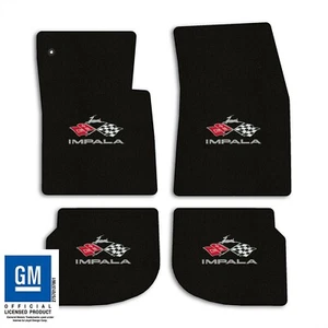 1963-1964 Chevrolet Impala - Black Classic Loop Carpet Floor Mats - Flags Logo - Picture 1 of 12