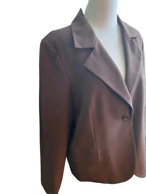 Dialogue Women's Brown Blazer Work Wear Jacket Size 16 Petite Pockets Lined - Image 1 of 4