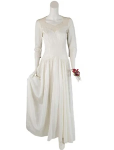 Vintage 40s Cream Satin Wedding Dress or Formal Gown - sm - Picture 1 of 8