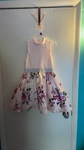Pink & Violet sleeveless pink floral Easter Spring dress girl size 10 - Picture 1 of 10