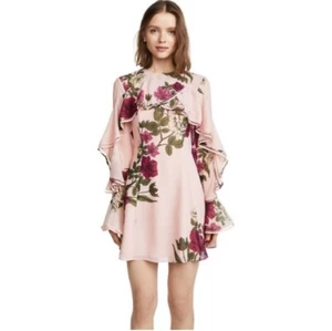 Vestido KEEPSAKE THE LABEL Rosa Rubor Luces Nocturnas Estampado Floral Volantes Acampanado Talla XS - Imagen 1 de 11