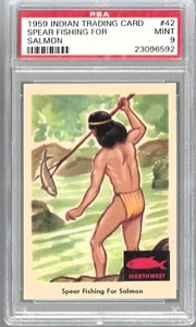 1959 Indian Trading Card #42 Spear Fishing for Salmon PSA 9 Mint 23096592 - Picture 1 of 2