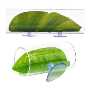 Acrylic Fish Tunnel for Aquarium Decor Betta Tunnel Cave Toys with Leaf Pad - Picture 1 of 14