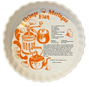Vintage Ashley Ceramics Flan Dish Orange Meringue Recipe England Pie Quiche - Picture 1 of 5