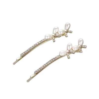 Pearl Bows With Rhinestones Bobby Pins Set - Image 1 of 2