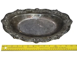 Vintage Lunt Eloquence Heavy 14" Roses Pattern Silver Plate Bread Tray - Picture 1 of 14