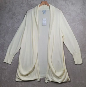 Soft Surroundings Cardigan Duster Womens Sz Plus 3X Ivory Pockets Long Sleeve - Picture 1 of 17