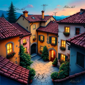 Digital Art Oil Picture Illustration Urban Landscape Wallpaper Desktop Decor - Picture 1 of 1
