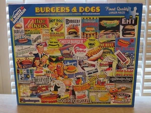 White Mountain BURGERS & DOGS  ~ 1,000 Pc. Puzzle 2016 Charlie Girard #1246 RARE - Picture 1 of 11