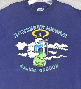 Vintage 90s Beer Shirt Size XL “Homebrew Heaven” Salem, OR Hippy PNW USA Made - Picture 1 of 4