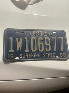 1966 Blue Vintage Florida SUNSHINE STATE License Plate~ Man Cave Garage Decor/ - Picture 1 of 2
