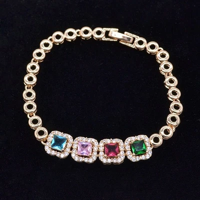 Brazalete de topacio místico multicolor de moda relleno de oro amarillo de 18 quilates para mujer joyería Foto 1 de 2