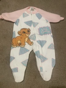 Vintage Lion King Simba 1990s Sleeper One-Piece Size 0-6 Months Zippered Vintage - Picture 1 of 7
