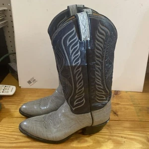 Tony Lama Herren 8056 Grau Schwarz Blau Leder Western Cowboy Stiefel Größe 9 - Bild 1 von 8