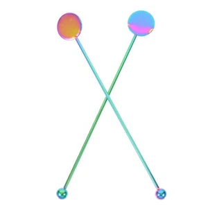 Drink Stirrer Cocktail - 7 inch Coffee Stir Sticks Reusable Set of 2 Rainbow ... - Picture 1 of 9
