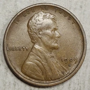 1909-S Lincoln Cent, Choice Extremely Fine, Semi Key Date   1022-07 - Picture 1 of 3