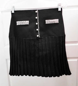 Sandro Gilda Pleated Knit Skirt with Pearl Trim $295rt sz 38 - Picture 1 of 4