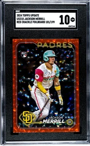 Jackson Merrill 2024 Topps Update Red Crackle Foilboard Rookie RC SP /199 SGC 10 - Picture 1 of 2