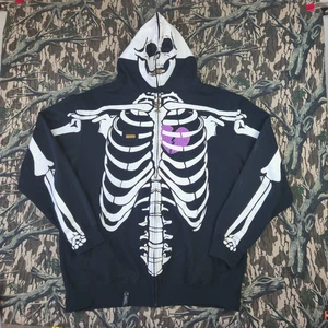 Vintage LRG Dead Serious Skeleton Hoodie 2005 Rare Y2K Emo Goth Y2K Kanye - Picture 1 of 8