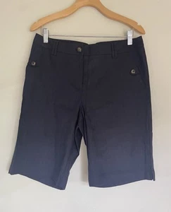 Brand New J Jill Linen Stretch Bermuda Navy Blue Shorts Size 10 - Picture 1 of 2