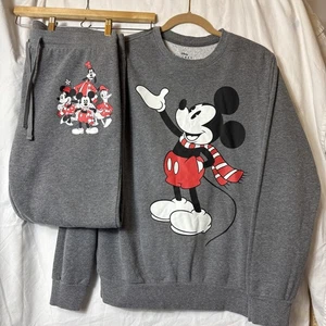 Disney Mickey and Friends Sweatshirt Sweatpants Set Adult Size Medium Gray PreO - Picture 1 of 20