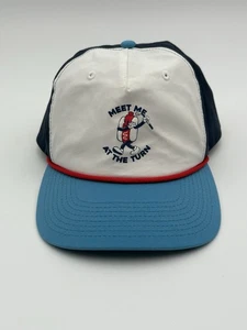Swannies Golf Hat Meet Me At The Turn Rope Cap Blue White Snapback Adjustable - Picture 1 of 3