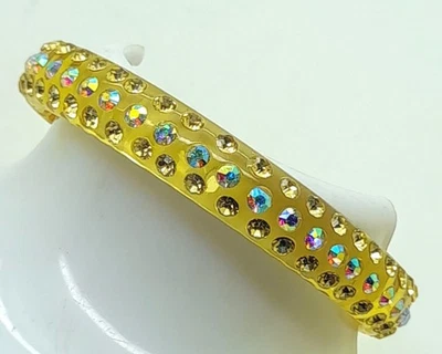 Pulsera brazalete de moda amarillo redondo plástico transparente amarillo y ab estrás Foto 1 de 4