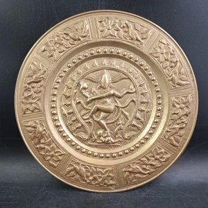 Placa de latón bailando Shiva Nataraja 7,5" diámetro c.1940s - Imagen 1 de 5