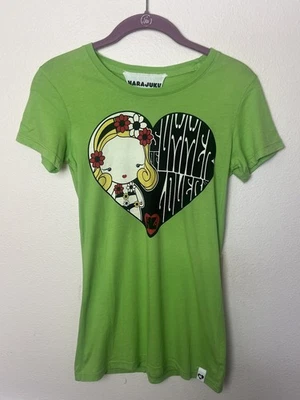 Harajuku Lovers Summer Lover Graphic Print T Shirt Sz Small Green - Image 1 of 4