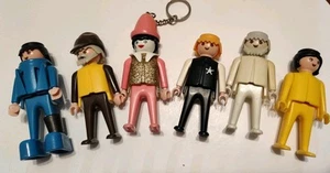 6 Vtg 1974 PLAYMOBIL Geobra FIGURES Clown Keychain, Trapper, Sheriff, Ghost - Picture 1 of 4