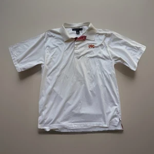 USC Trojans Football Game day Mens Polo Short Sleeve Shirt White Size L - Picture 1 of 3
