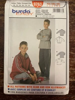 Burda 9763 Uncut Sewing Pattern, Boys' Jacket & Sweater, Size 11-16 - Image 1 of 2