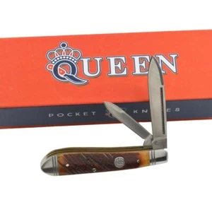Queen Brown Sawcut Bone Peanut Pocket Knife - Picture 1 of 2