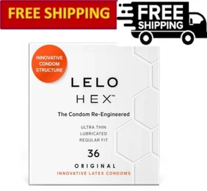 LELO HEX Original Condoms Ultra Thin with Increased Strength, 0.045 mm - 36 Pack - Picture 1 of 10