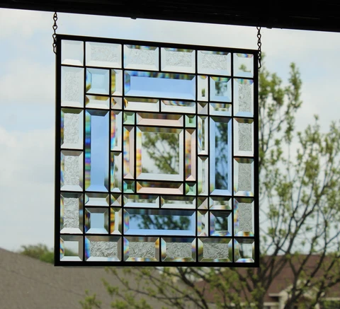 100 % beveles Stained Glass Panel - 16 1/2" 16 1/2"HMD Cover