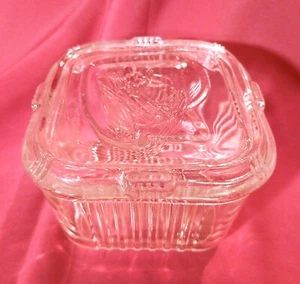 Vintage Federal Glas Kühlschrank Aufbewahrung Behälter Schale - Chip auf Deckel - wie besehen - Bild 1 von 9