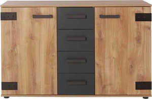 Kombikommode Malmö Sideboard 130x41x83cm plankeneiche graphit Industriedesign - Bild 1 von 4