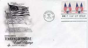 FDC 1519 10c Definitive Flag Dec 8 1973 Art Craft coil pair - Picture 1 of 1