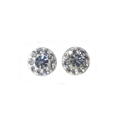 Orecchini Argento 925  Bottone Lobo Strass Donna/Ragazze - Immagine 1 di 2