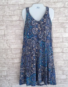 Vestido Sigrid Olsen Corredor Espalda Medio Azul Playa Costero Boho Paisley Vacaciones - Imagen 1 de 7